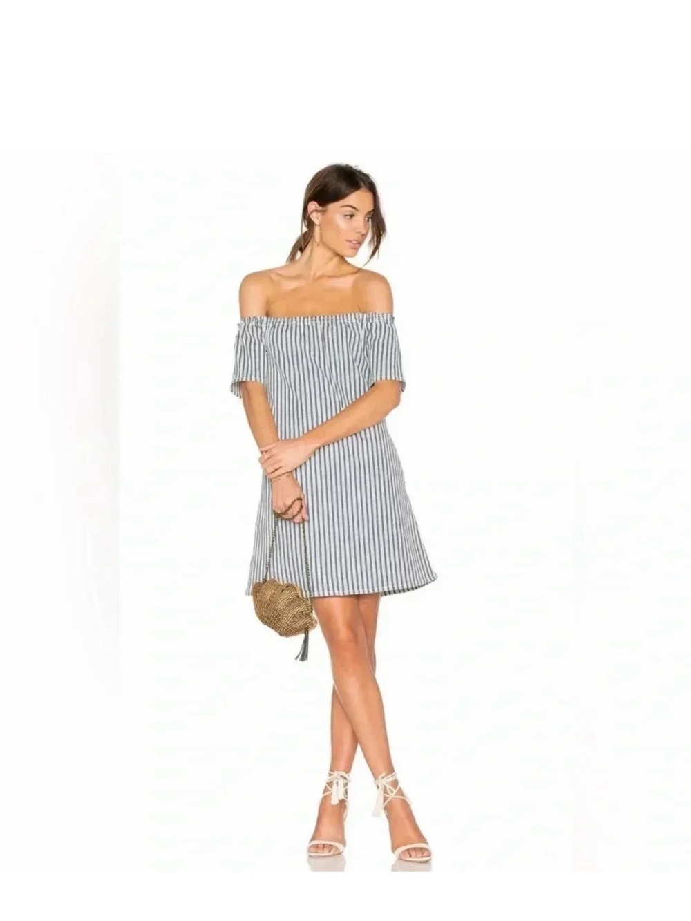 AG Jeans Striped Off-the-Shoulder Mini Dress – Size S – NWT